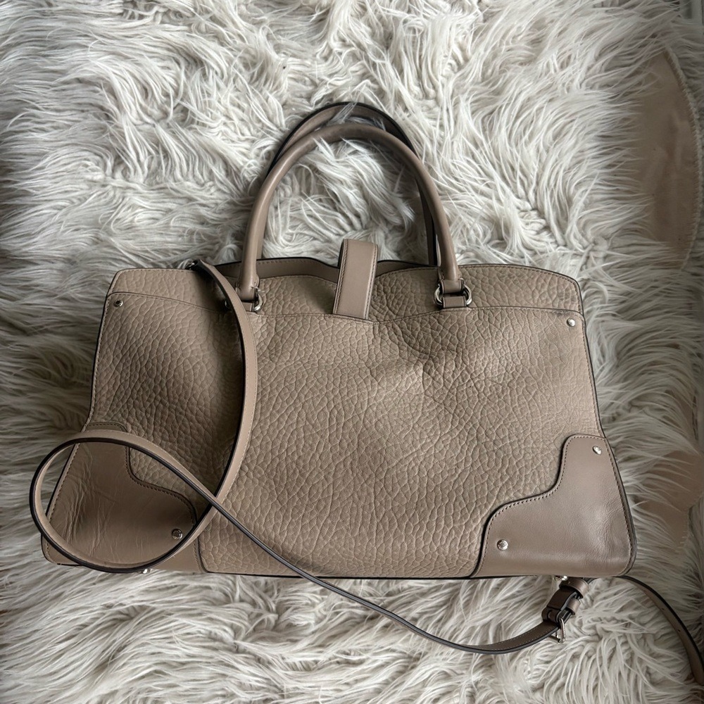 Coach Pebbled Leather Satchel | Latte Cocoa Neutral- Like New - Picture 3 of 14